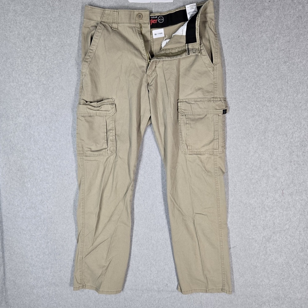 Wrangler ATG Men Pants 32X32 Khaki Cargo ATG Pants Zipper 30" Inseam Hiking